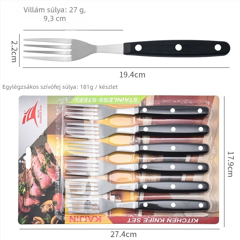 6 darabos villás készlet 2Cr13 rozsdamentes acélból, tükrös polírozás, modern egyszerű stílus