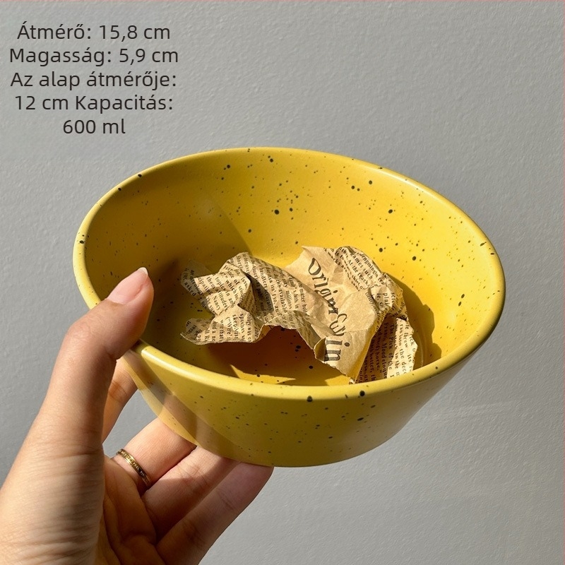 Kerámiából készült tál hullám-pontos mintával, kerek, modern-minimalista stílusú, mikróhullámú sütőben használható