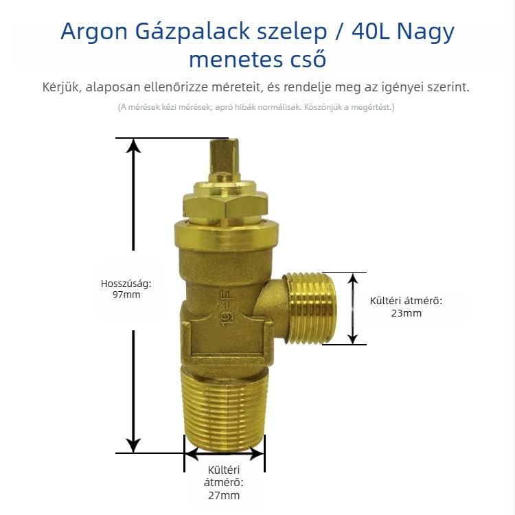 Argon palackfej-szelep, réz, márka Kebo Shi, sorozat Argon
