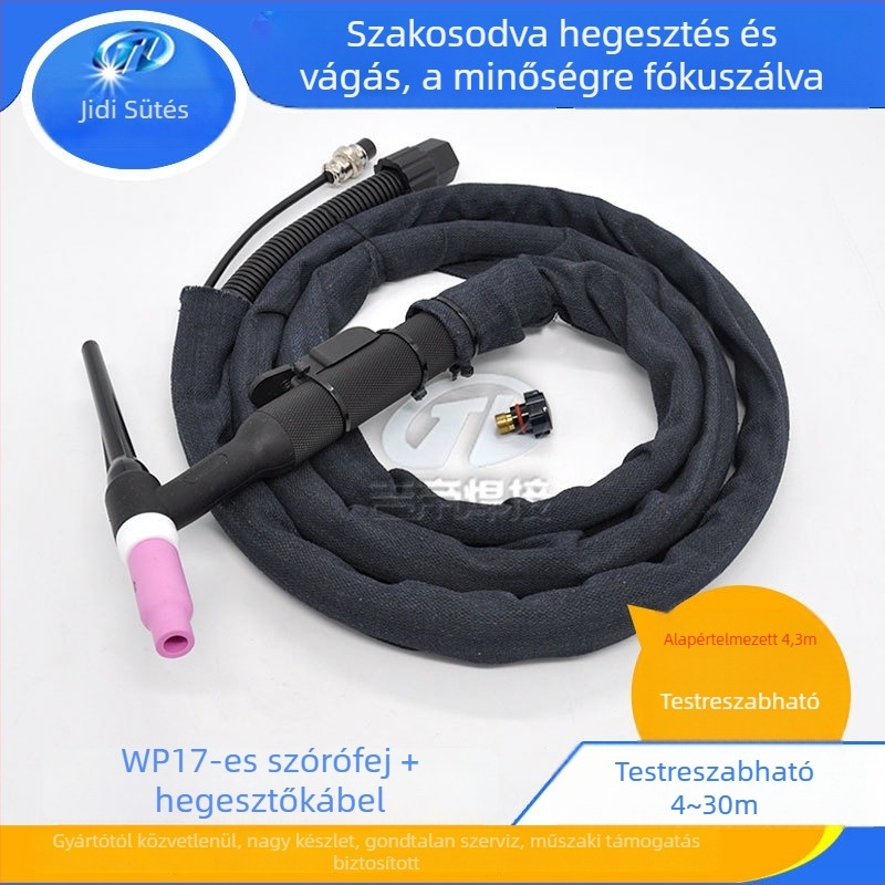 WP-17 argon TIG hegesztőpisztoly, léghűtéses, hajlékony, kézben tartható, 150A