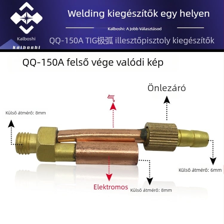 Kaifa QQ-150A argon ívhegesztő csatlakozó készlet – szétválasztott típusú elő- és hátsó csatlakozók, réz, 150A