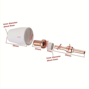 PT-31 Wenzhou 40A plazma vágópisztoly kiegészítők, vörösréz, 6 meghosszabbított elektróda / 8 meghosszabbított fúvóka / 2 védő hüvely / 4 shunt, 20 db