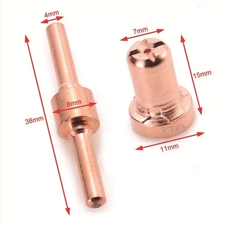 PT-31 Wenzhou 40A plazma vágópisztoly kiegészítők, vörösréz, 6 meghosszabbított elektróda / 8 meghosszabbított fúvóka / 2 védő hüvely / 4 shunt, 20 db