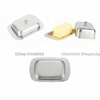 Rozsdamentes acél vajtartó doboz – modern minimalist design, logó nyomtatás elérhető, testreszabás, prémium minőség