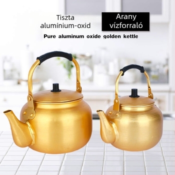 Oxidált sárga alumínium teáskanna, 0.55 L, modern minimalista kialakítás, otthoni vagy szállodai használatra