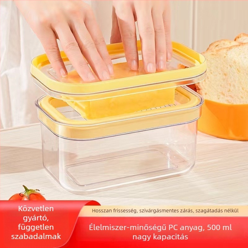 Expo Vajtároló Fedéllel, PC Anyag, Élelmiszerbiztonságos Tárolás Vaj és Sajt Számára, Modern Minimalista Dizájn
