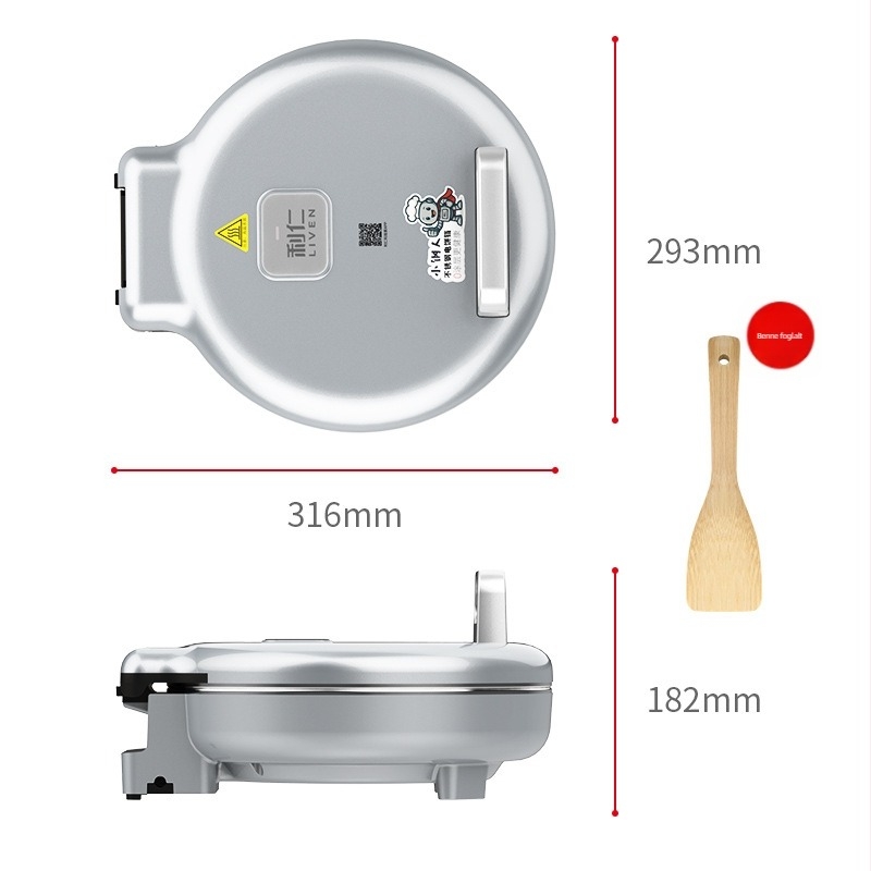 Liren elektromos palacsintasütő - rozsdamentes acél, kétoldali fűtés, 1800W, modell LR-B3196, 4–5 fő részére