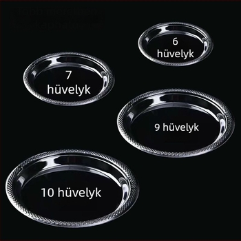 Egyszer használatos műanyag tányérok tálaláshoz, vastag átlátszó kerek csont formájú tányérok, nagy méret