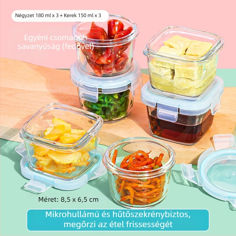 Baba üveg pároló tál és baba élelmiszer-tároló doboz – magas boroszilikát üveg; 6 hónapos kortól; márka Curve; készlet: egy