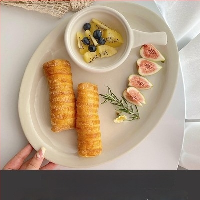 Porcelán ovális sushi tál - aláglazúros felület, modern minimalist stílus, mikrózható