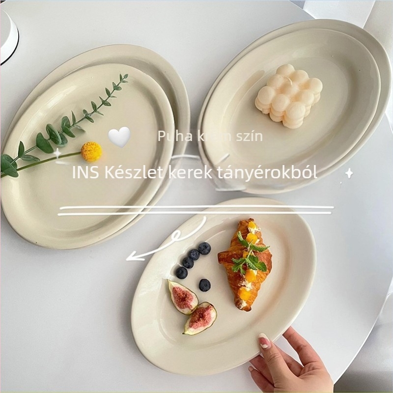 Porcelán ovális sushi tál - aláglazúros felület, modern minimalist stílus, mikrózható