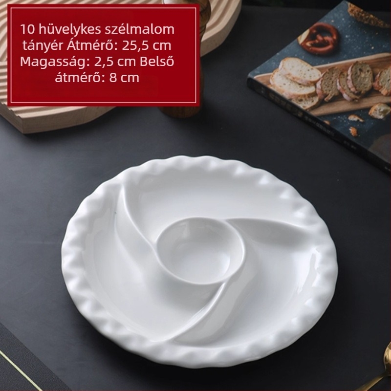 Hőálló kerámia, több rekeszes tál a tápláló reggelikhez, gőzölésre és diétás ételekhez