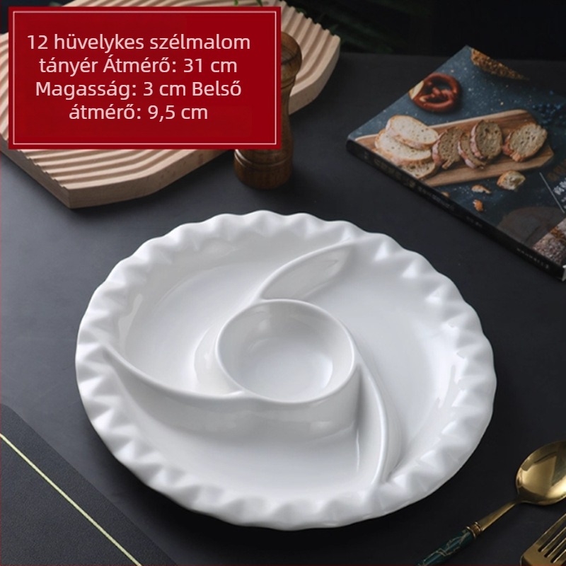 Hőálló kerámia, több rekeszes tál a tápláló reggelikhez, gőzölésre és diétás ételekhez