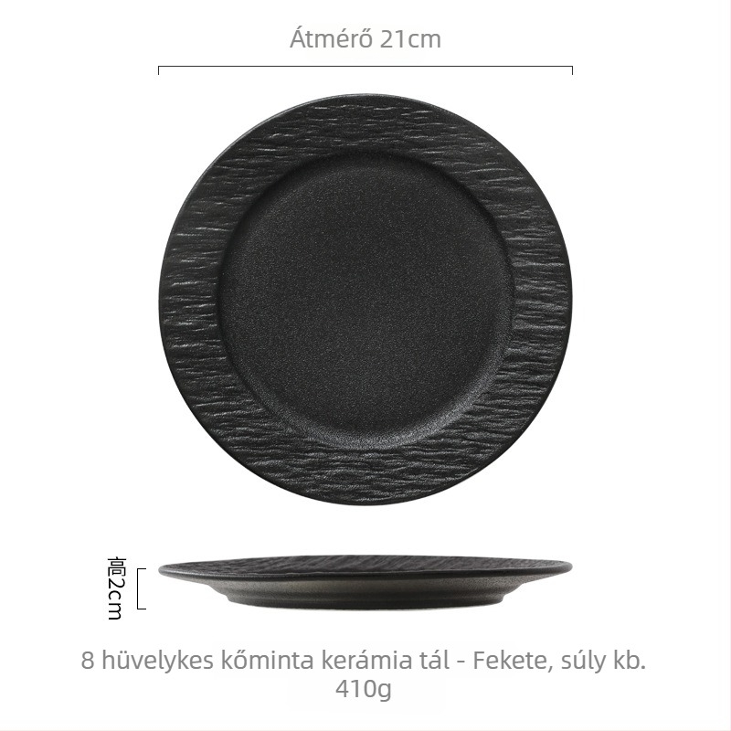Porcelán vacsora tál kőhatású textúrával, nyugati stílusú lapos tál, modern minimalist design