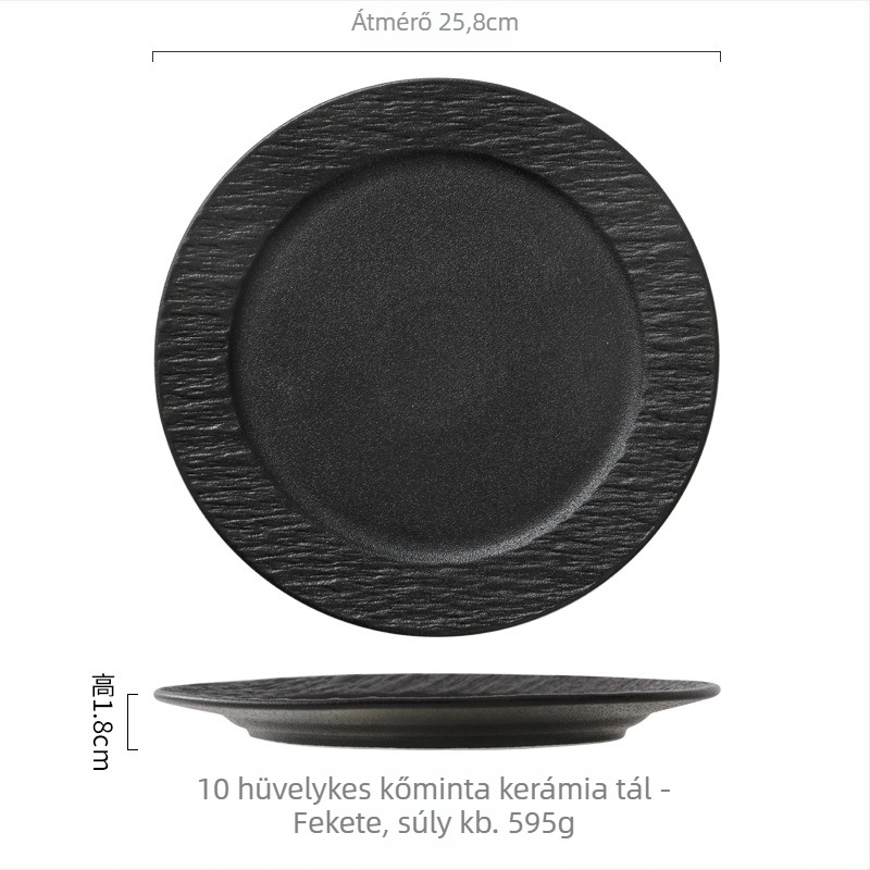 Porcelán vacsora tál kőhatású textúrával, nyugati stílusú lapos tál, modern minimalist design