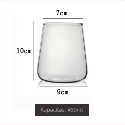 Vízpohár boroszilikát üvegből, kézzel égett, köralakú, egyes rétegű, modern minimalista stílus, testreszabható logó
