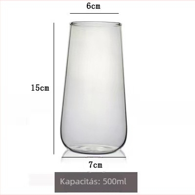Vízpohár boroszilikát üvegből, kézzel égett, köralakú, egyes rétegű, modern minimalista stílus, testreszabható logó