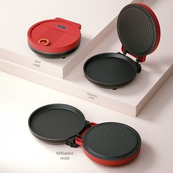 Dragon LD-BD303E Elektromos palacsintasütő kétoldali fűtéssel, 1200W, függő lemez dizájn, 2-3 fő részére