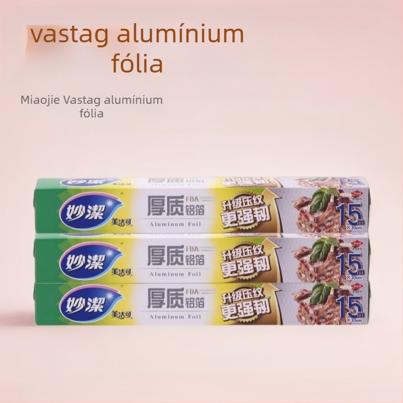 Miaojie Vastagított alumíniumfóliás sütőpapír – 8011-O, mikrohullámú kompatibilis, sütő és air fryer használatra