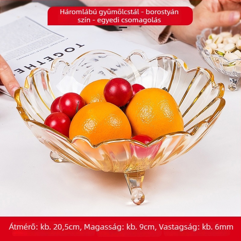 Üveg gyümölcstál – könnyű luxus stílus, nappalira szolgáló tál, 2014 tavaszán debütált.