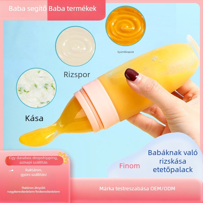 Szilikon rizskása kanál és etető tál baba számára
