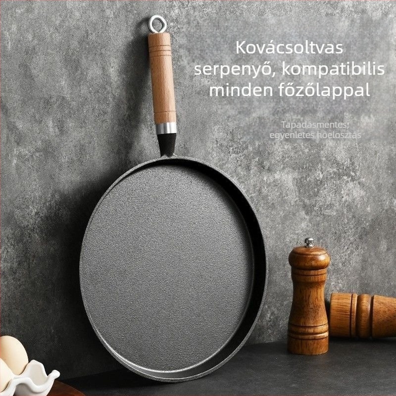 Vastagabb öntöttvas lapos serpenyő háztartási használatra, bevonat nélküli, palacsintákhoz és kézzel készített palacsintákhoz