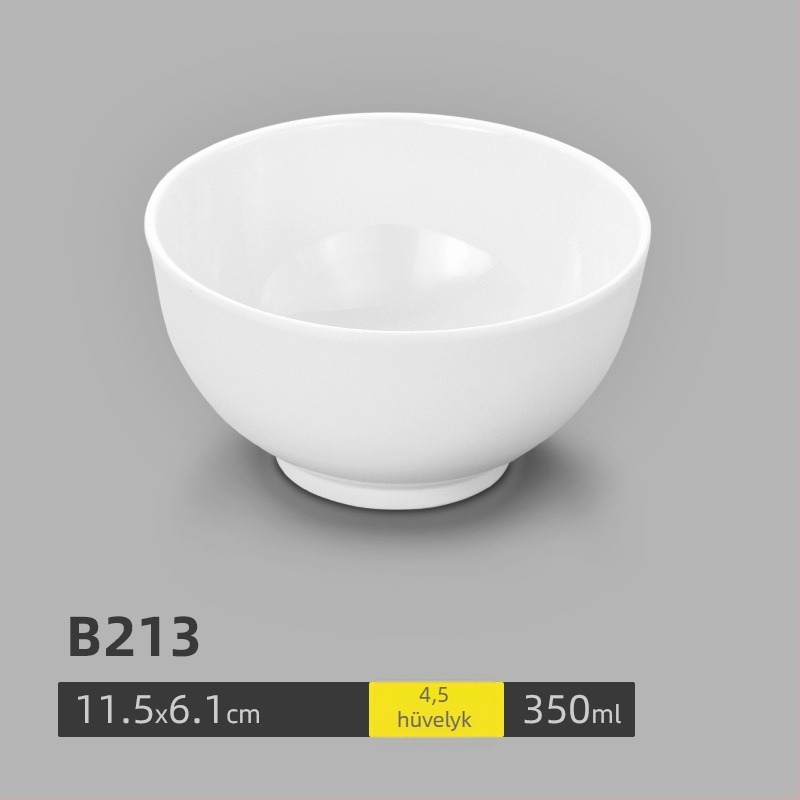 Fehér melamintál, kis méretű, rizshez, szósz/diphez és leveshez, étkészlet porcelán imitációval