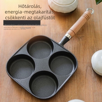 Sütésre alkalmas serpenyő/lapos serpenyő — öntöttvas, omlett funkció, tapadásmentes felület, univerzális tűzhely-kompatibilitás