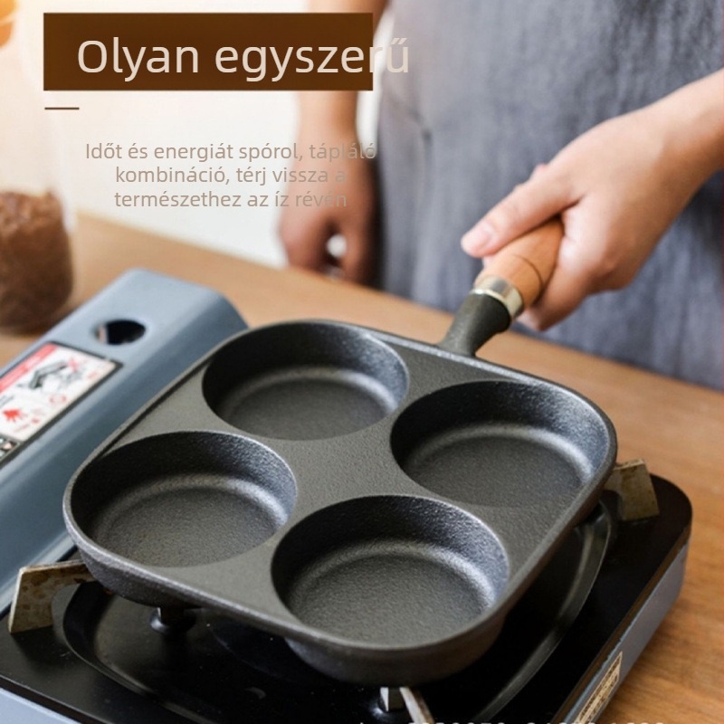 Sütésre alkalmas serpenyő/lapos serpenyő — öntöttvas, omlett funkció, tapadásmentes felület, univerzális tűzhely-kompatibilitás