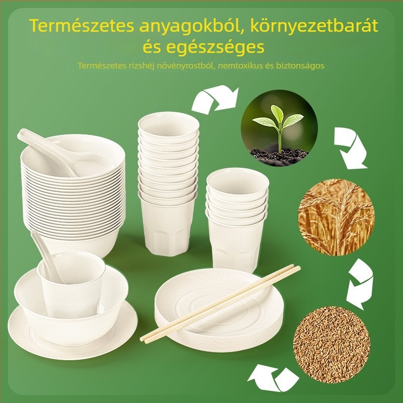 Egyszer használatos műanyag étkészlet, kerek tálak és tányérok, 0.75 mm vastagság, 1 adag kapacitás