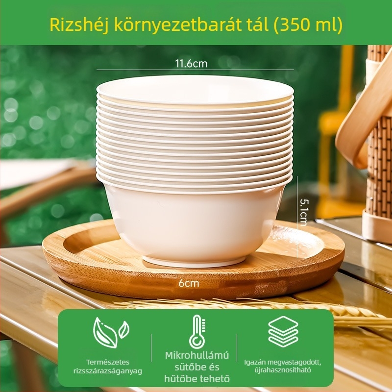 Egyszer használatos műanyag étkészlet, kerek tálak és tányérok, 0.75 mm vastagság, 1 adag kapacitás