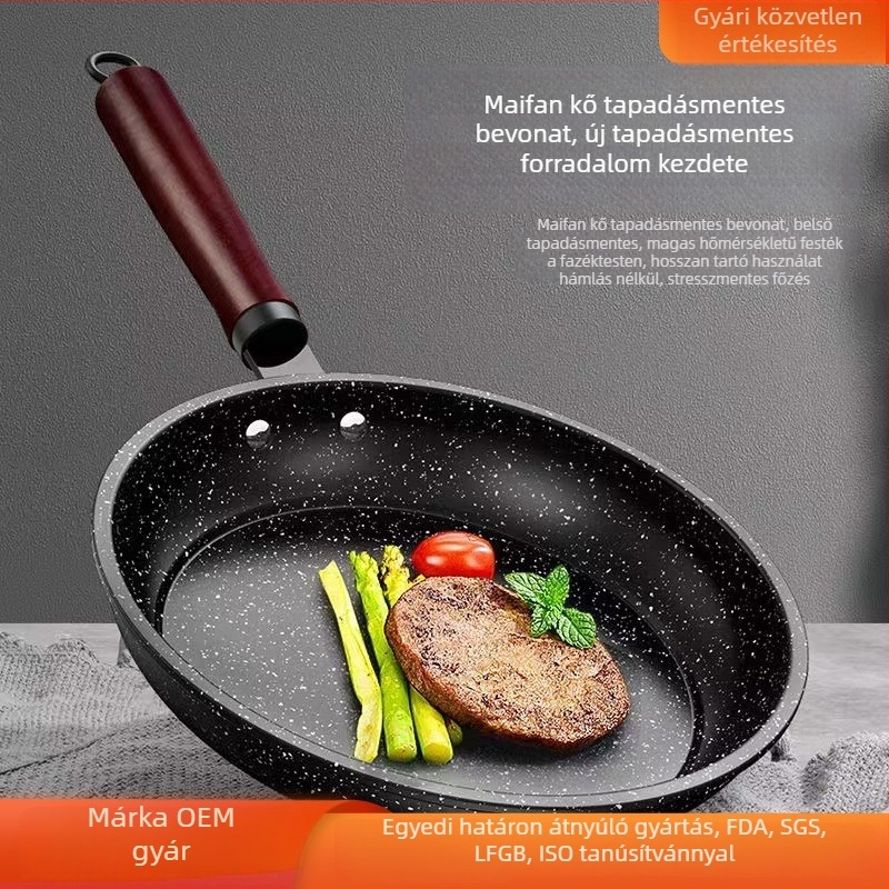 Maifan kő bevonatú, tapadásmentes, multifunkcionális lapos serpenyő palacsintákhoz, füstmentes, otthoni használatra, gáztűzhelyhez és indukciós főzőlaphoz kompatibilis