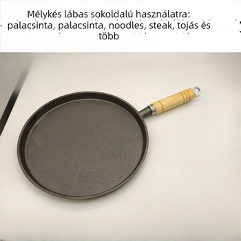 Öntöttvas serpenyő lapos aljzattal, bevonat nélkül, tapadásmentes, vastag alj, kompatibilis gáztűzhellyel és indukcióval