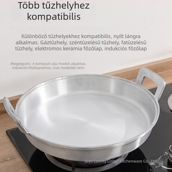 Alumínium serpenyő sík aljzattal, dupla fülű, öntött alumíniumból, palacsintához és sütéshez, indukciós főzőlapokhoz