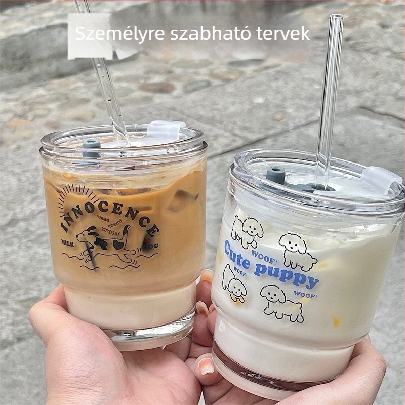 Fedéllel ellátott pohár – Üveg pohár szódás-lime anyagból, Szivárgásmentes fedél, Testreszabható ajándék pároknak