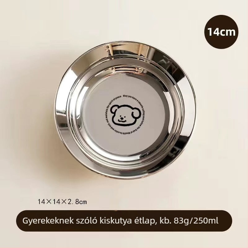 316L rozsdamentes acélból készült babatányér – kör alakú, egyrészes öntéses kialakítás, élelmiszer-minőségű étkészlet