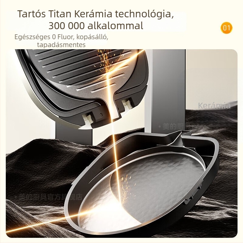 Midea MC-JKC3083 elektromos palacsintasütő, kettős oldalas melegítés, mechanikus vezérlés, levehető és mosható tálca