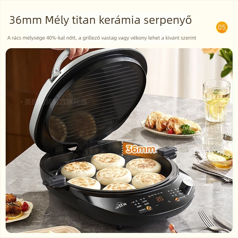 Midea MC-JKC3083 elektromos palacsintasütő, kettős oldalas melegítés, mechanikus vezérlés, levehető és mosható tálca