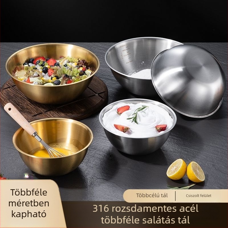 316 rozsdamentes acélból készült salátás tál, instant tészta tál, zöldségek, bibimbap és hideg tészta, koreai stílus