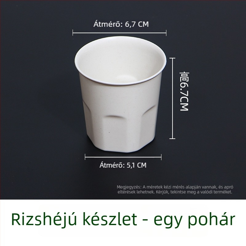 Rizshéj alapú egyszer használatos étkezési készlet kültéri használatra, biológiailag lebomló, 10 adag