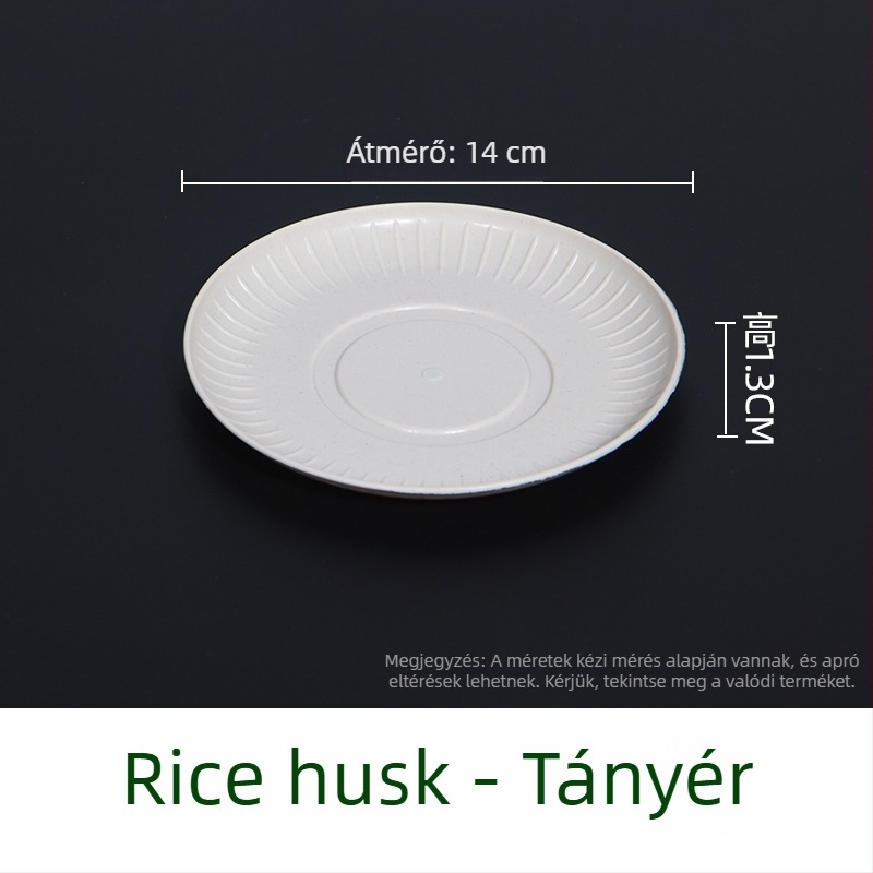Rizshéj alapú egyszer használatos étkezési készlet kültéri használatra, biológiailag lebomló, 10 adag