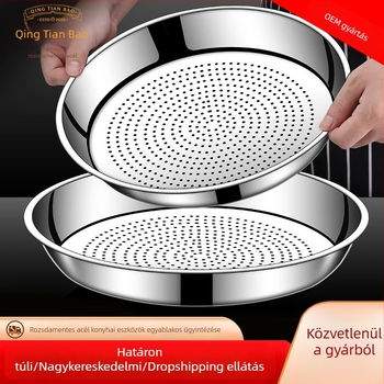 Rozsdamentes acél gőztálca, extra vastag, otthoni használatra, magas hőmérsékletnek ellenálló, kör alakú, nagy