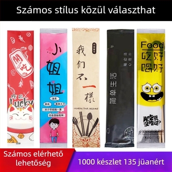 DSZ egyszer használatos bambusz evőpálcikák készlet, biológiailag lebomló, logó nyomtatás elérhető, 1000 db