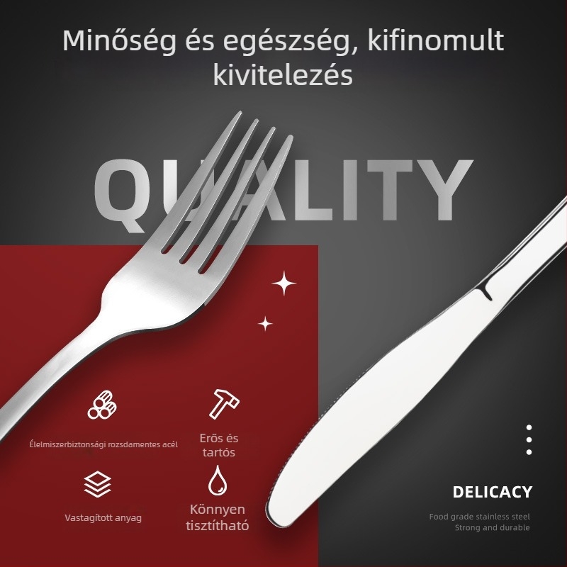 Rozsdamentes acélból készült kés és villa készlet – Európai stílus, modern és minimalist, ideális nászajándék, első osztályú minőség