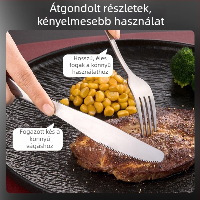 Rozsdamentes acélból készült kés és villa készlet – Európai stílus, modern és minimalist, ideális nászajándék, első osztályú minőség