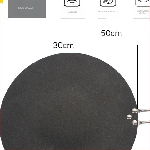 Nem tapadó felületű kovácsoltvas serpenyő lapos alappal palacsintákhoz, steakhez és krepekhez