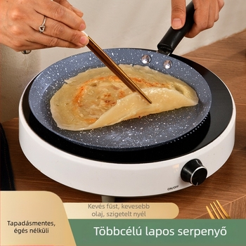 Koreai stílusú tapadásmentes palacsintasütő, rozsdamentes acélból, egyetlen aljzattal, üvegfedővel, univerzális tűzhelyhez