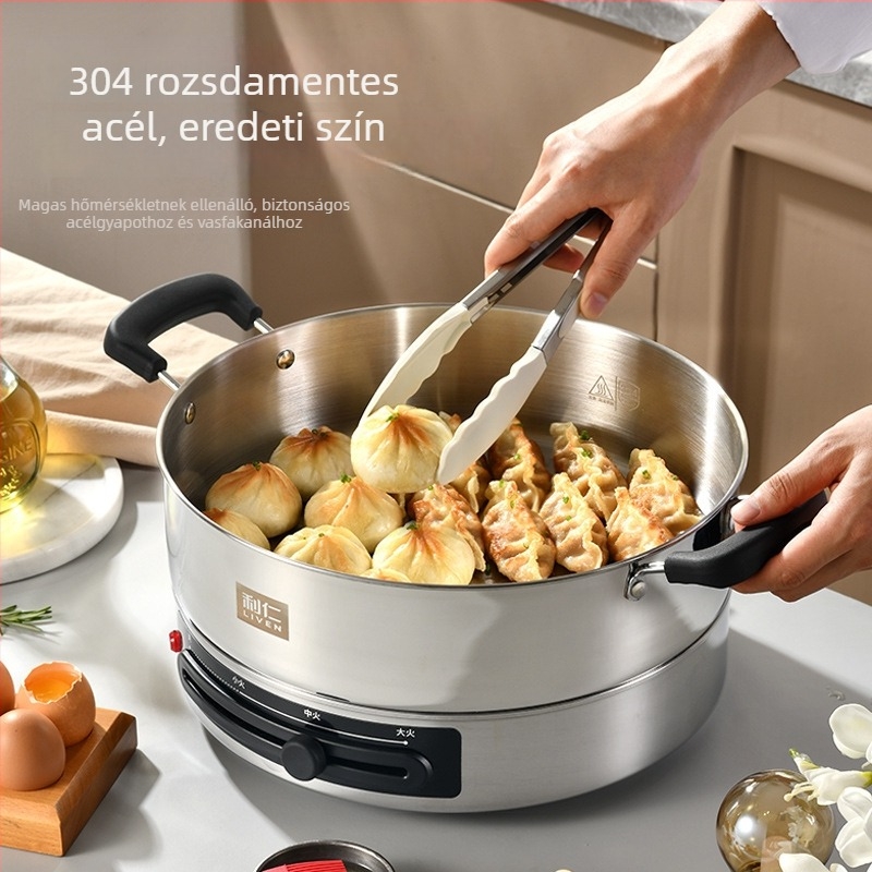 DJG-J3485 elektromos sütőserpenyő, 1500W, 220V, rozsdamentes acél panel, egyoldali fűtés