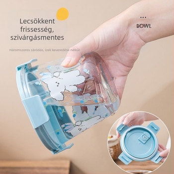Magas boroszilikát üvegből készült ebédes doboz, hőszigetelt, 501-800 ml, mikrohullámú sütőben használható, fedéllel