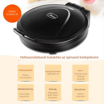 Elektromos gofrisütő duplamelegítéssel, lebegő tál dizájn, mikroprocesszoros vezérlés, 1000W+, 220V 50Hz